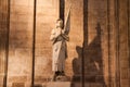 Statue of Joan of Arc Jeanne dÃ¢â¬â¢Arc inside the Cathedral of Notre Dame de Paris Royalty Free Stock Photo